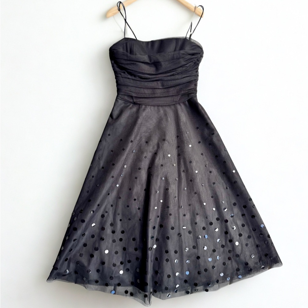 Jessica Howard Vintage 2000s Women Spaghetti Strap Tulle‎ Prom Lace Dark Dress 8